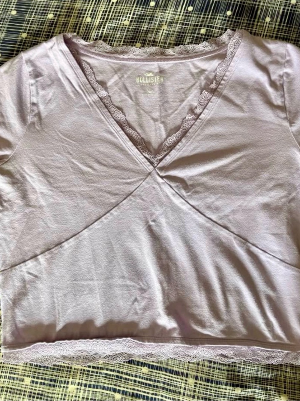 Hollister Lavender Lace-Trim V-Neck Top